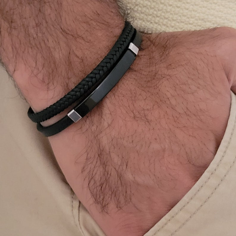 Personalized Braided Leather Bracelet