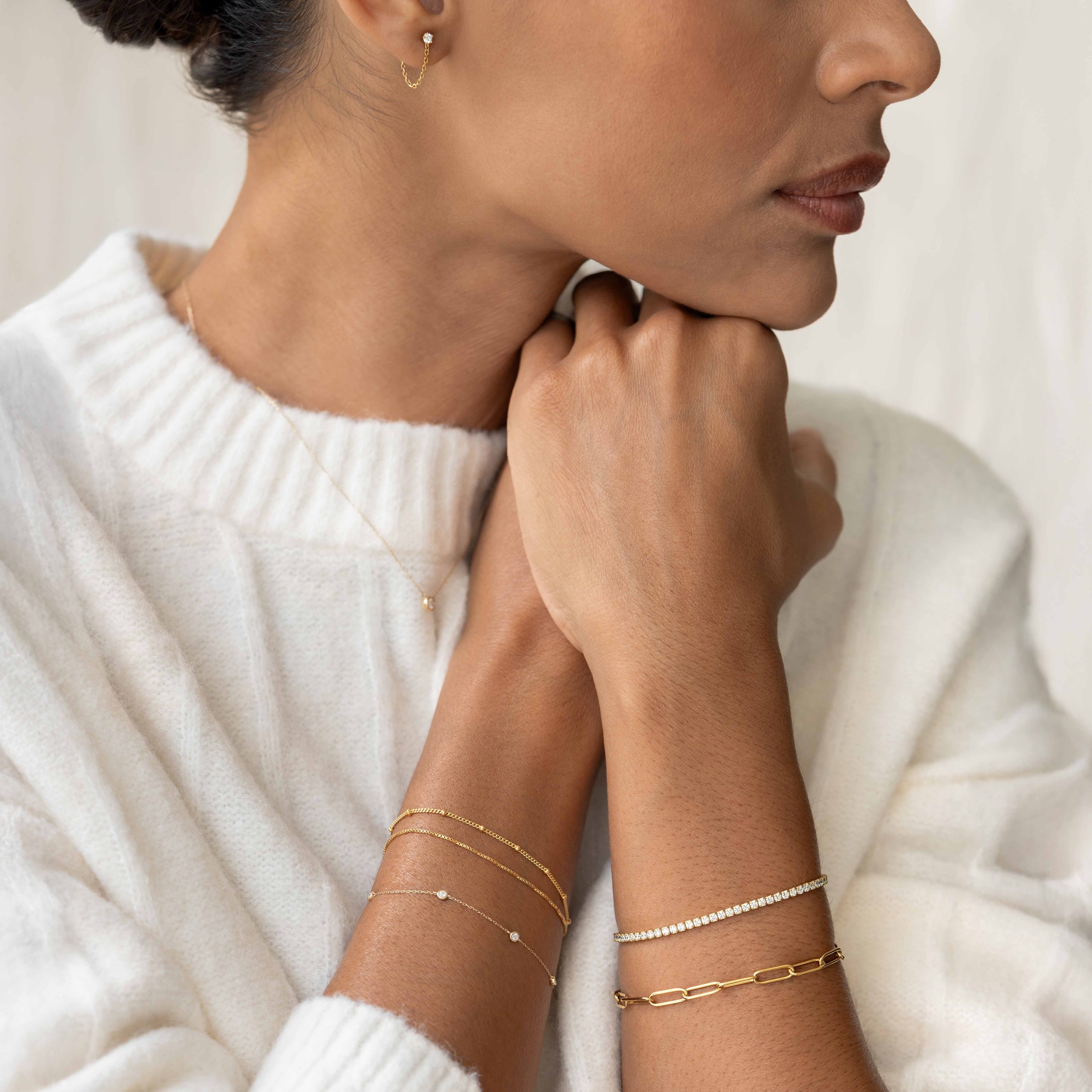 Bezel Set Diamond Bracelet 14k Gold - Vilda