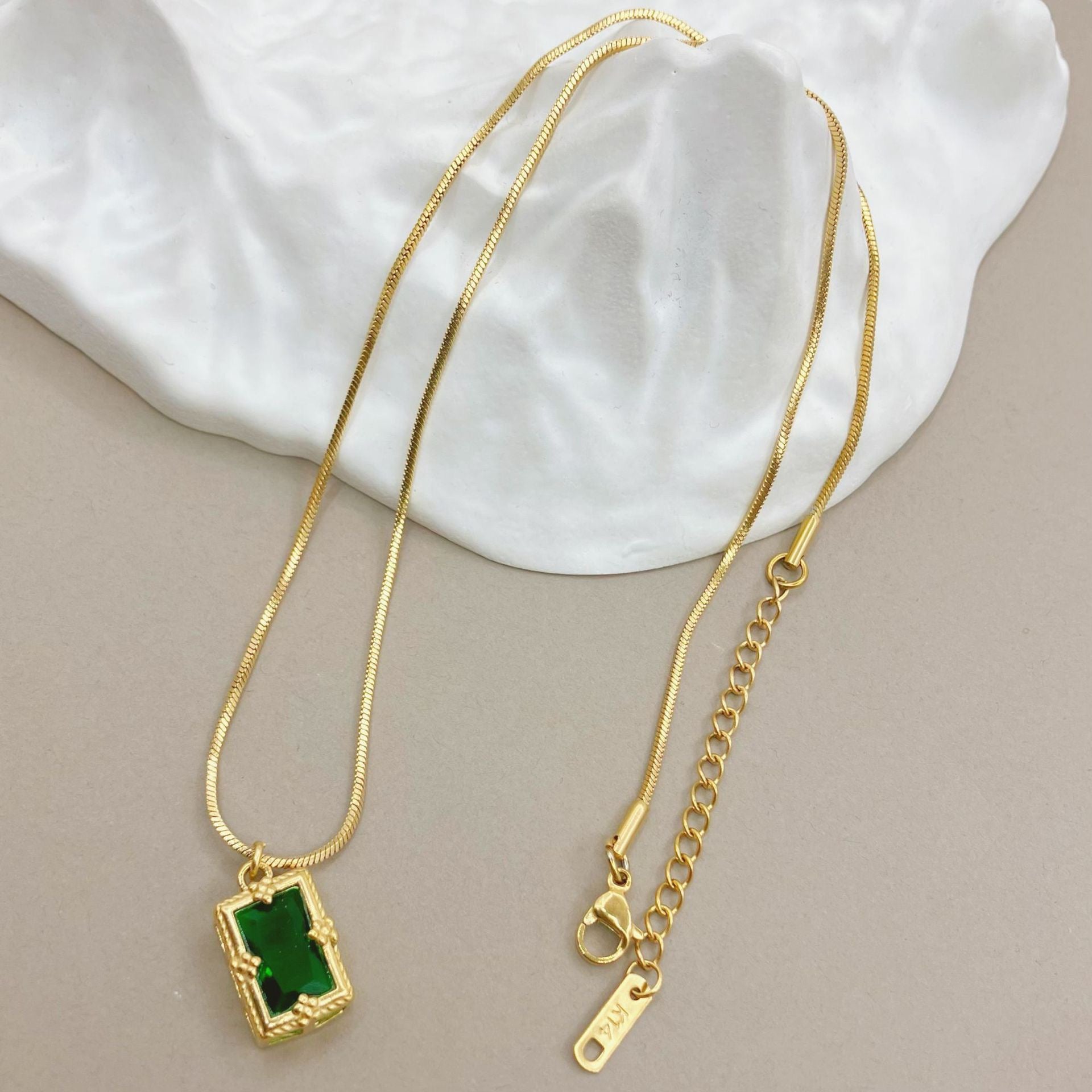 14K Gold Snake Chain Zircon Necklace