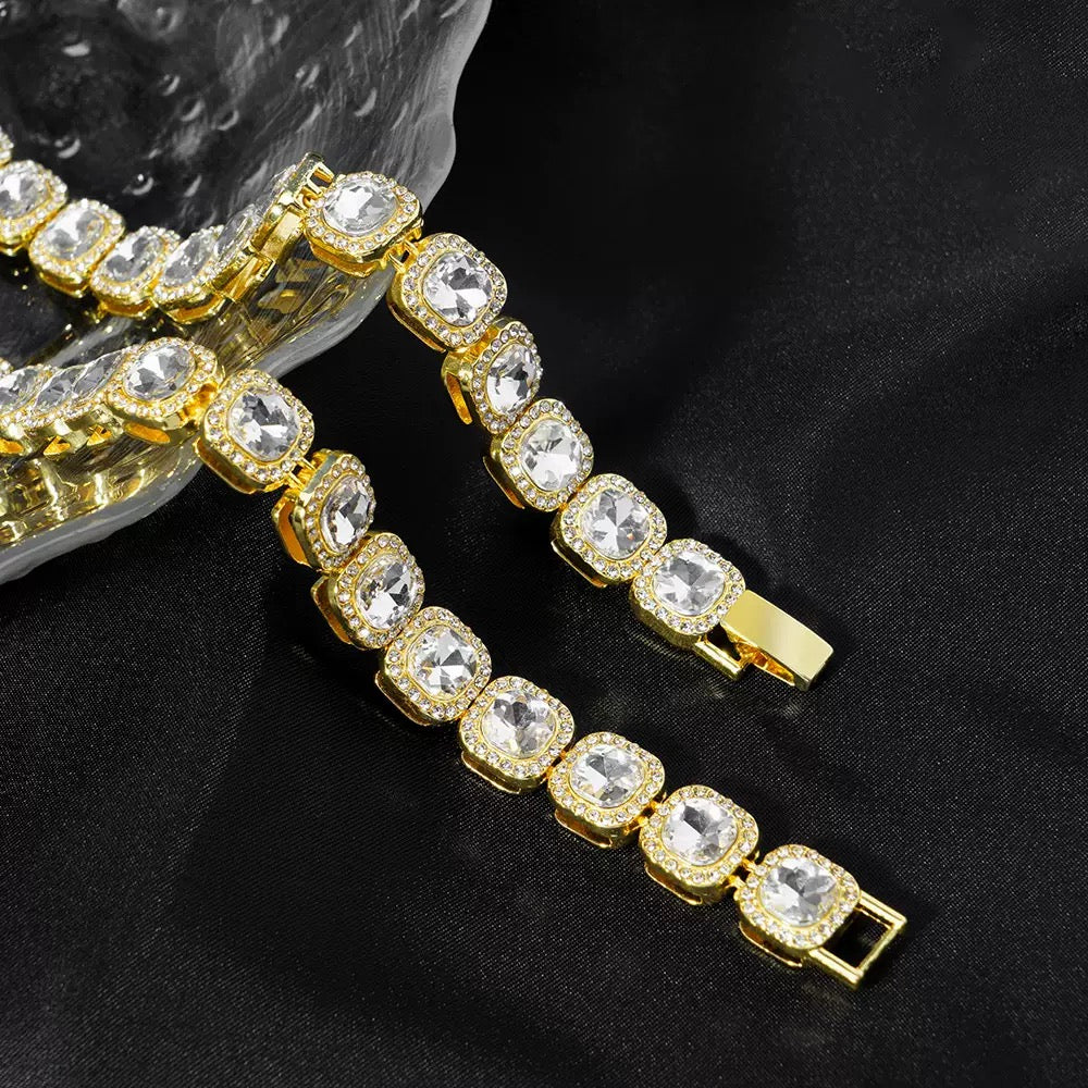 14K Gold Full Diamond Ice Cube Necklace