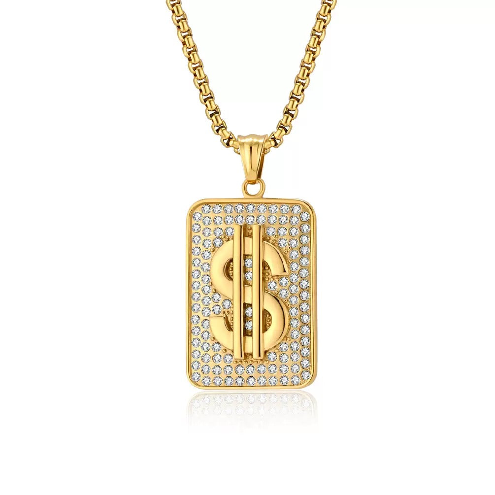 14K Gold 3D Dollar Pendant