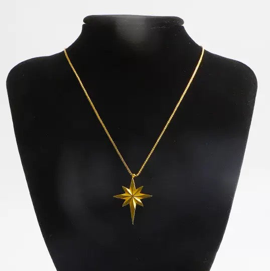 14K Gold Octagram Necklace