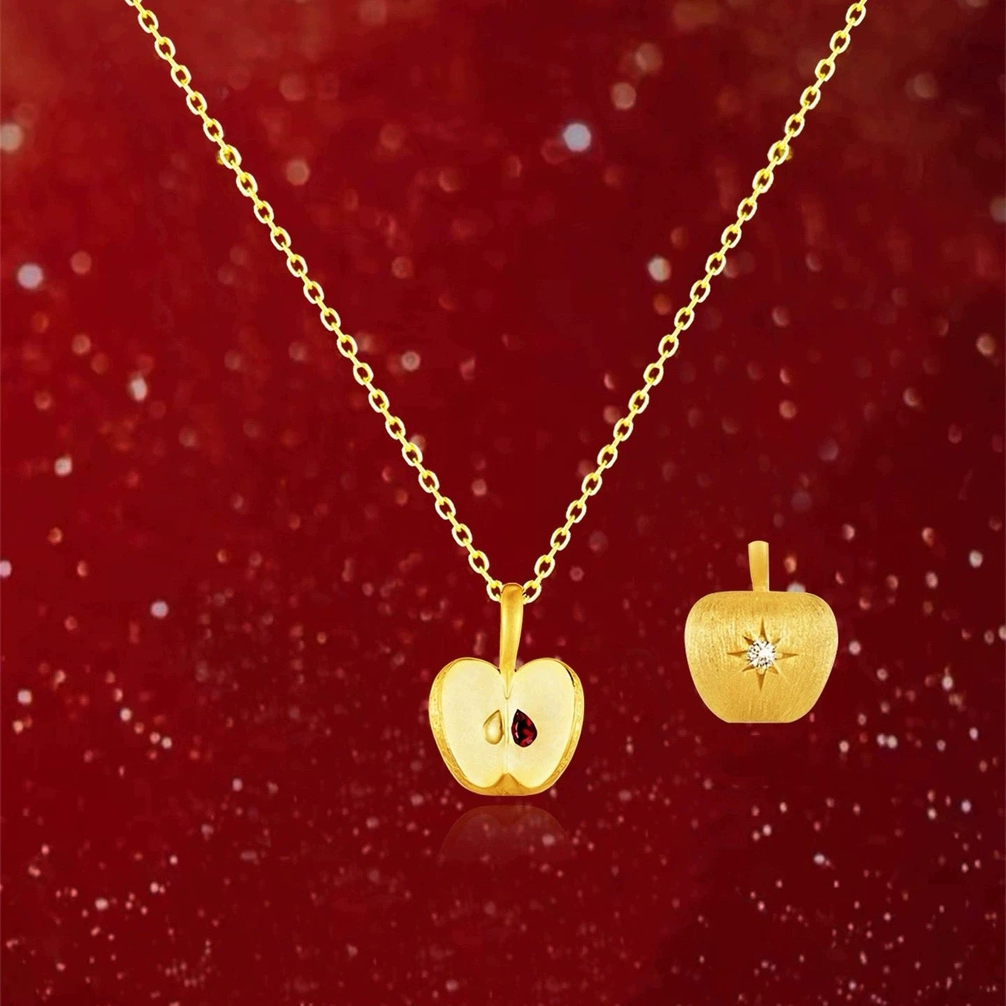 14k Apple Pendant Necklace