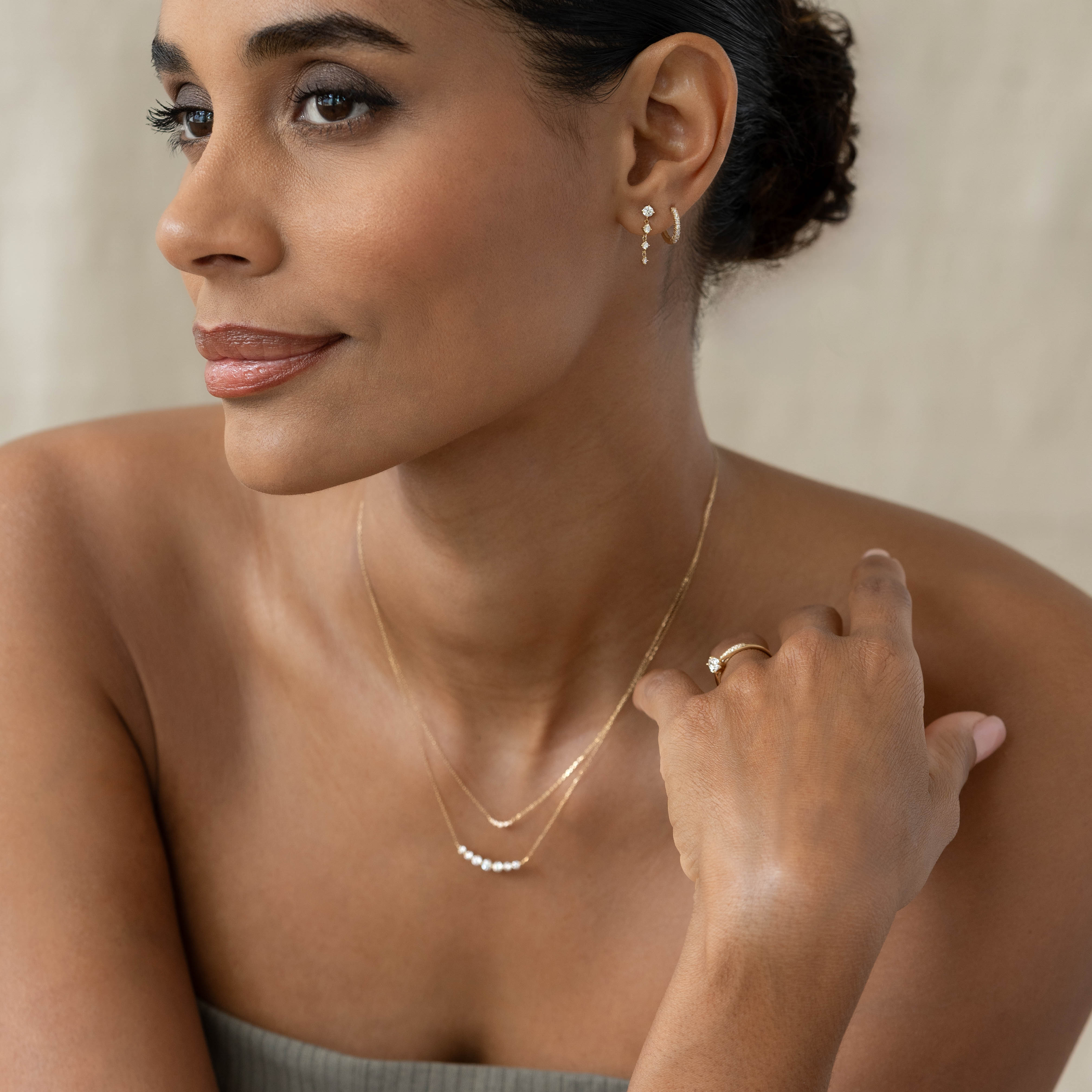 Diamond Drop Earrings 14k Gold - Helmi