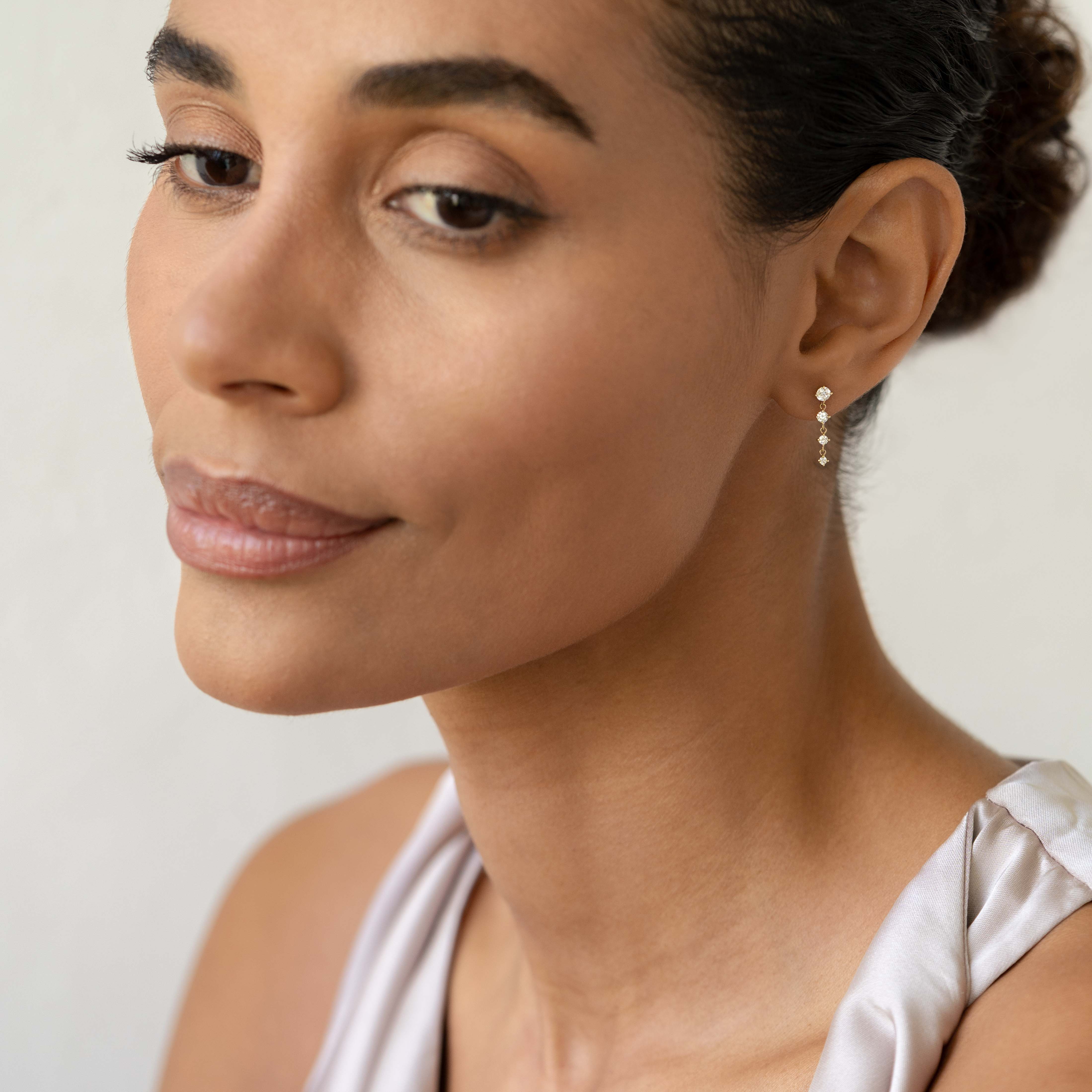 Diamond Drop Earrings 14k Gold - Helmi