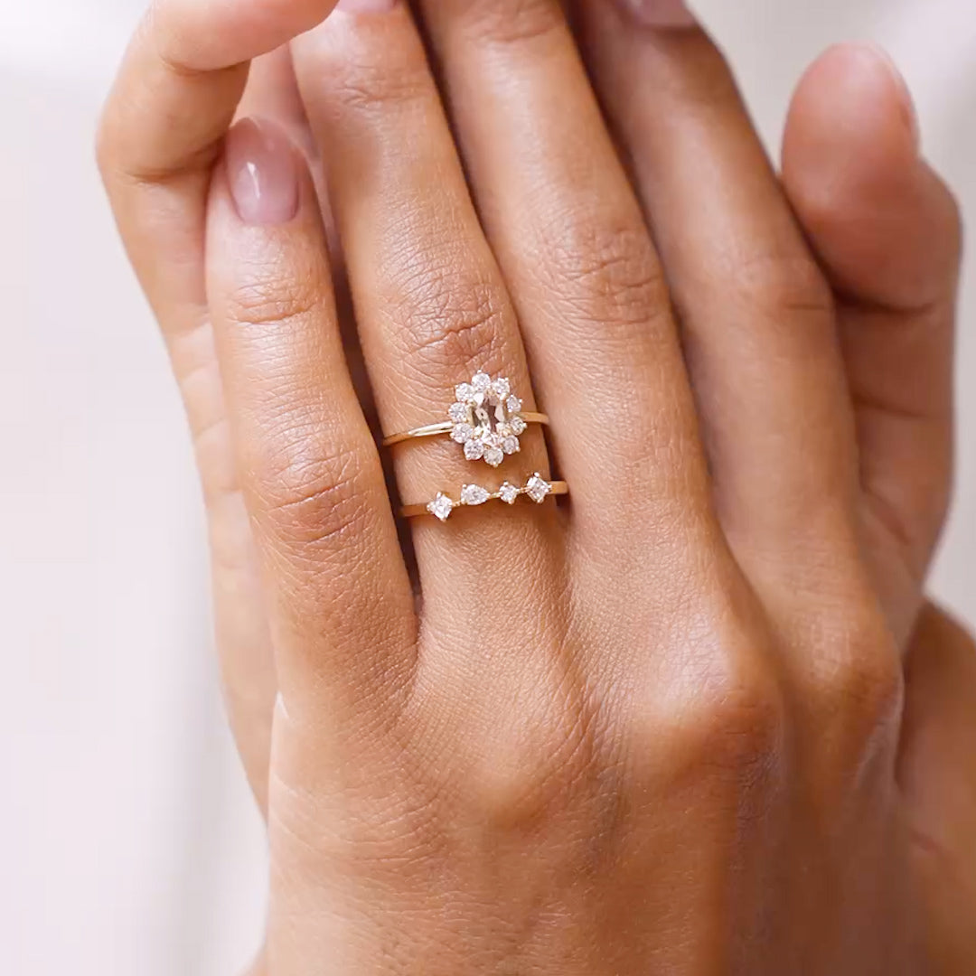 Sunburst Morganite Halo Ring - Evelina