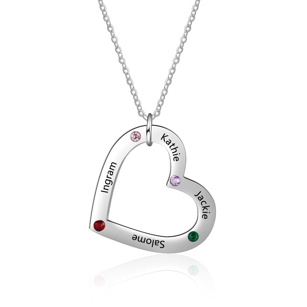 Personalized Birthstone Heart Necklace