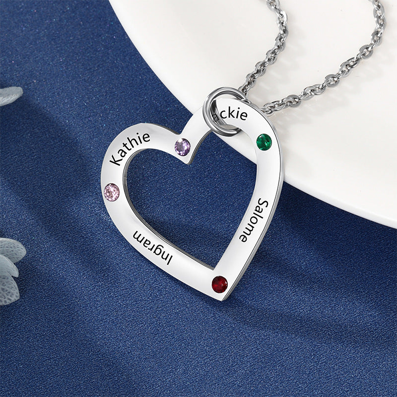 Personalized Birthstone Heart Necklace