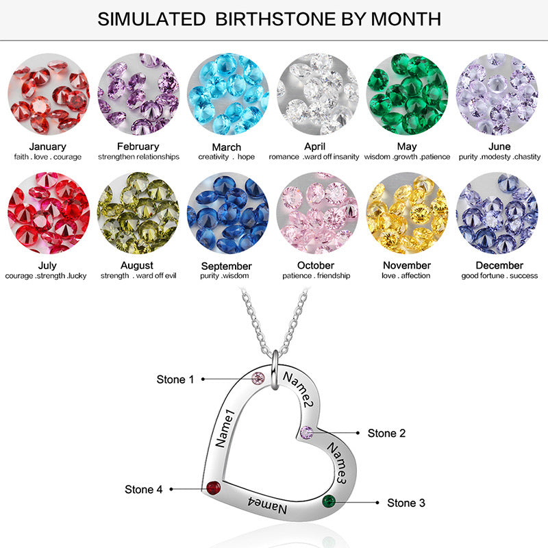 Personalized Birthstone Heart Necklace