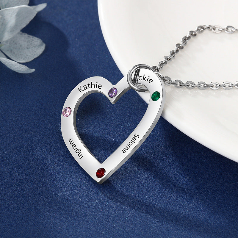 Personalized Birthstone Heart Necklace