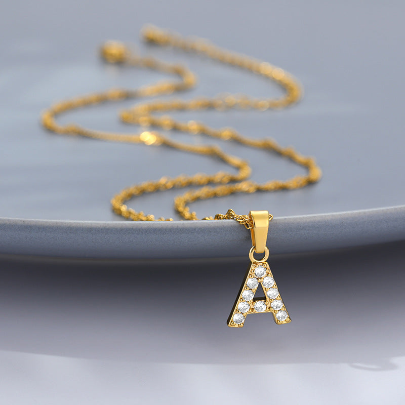 Letters Necklace With Cubic Zirconia