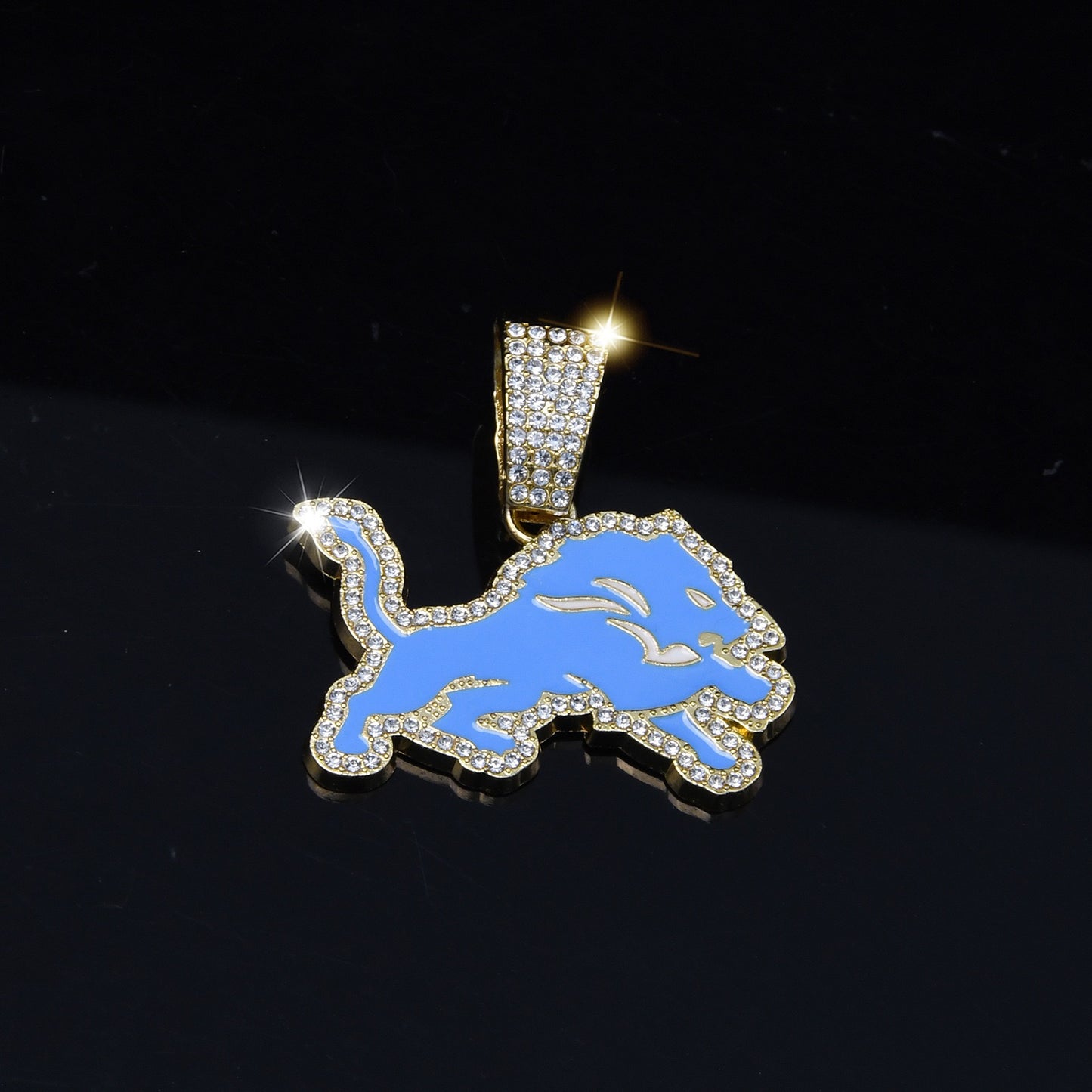 Hip Hop Cheetah Pendant Jewelry 14K Gold Ice Box Lock Cuban Necklace