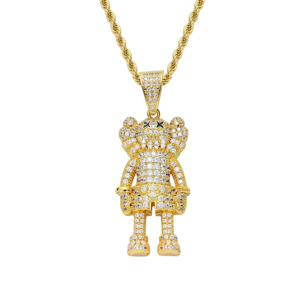 AZHOME 14K Gold-Iced Puppet Pendant Necklace Jewelry Gift-24 Inch Chain