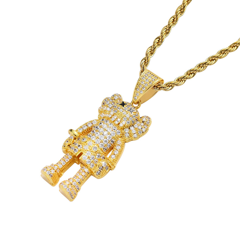 AZHOME 14K Gold-Iced Puppet Pendant Necklace Jewelry Gift-24 Inch Chain