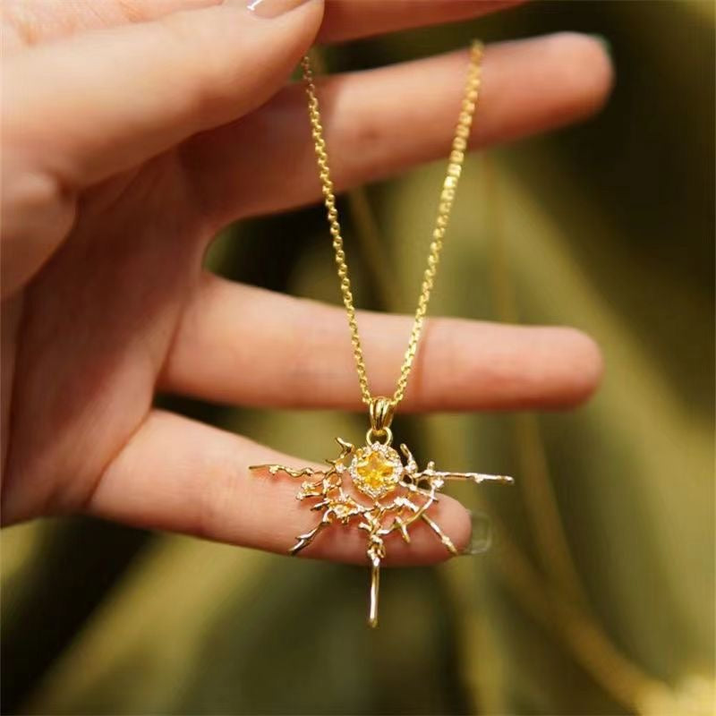 Women's Cross Necklace-14K Gold Cross Pendant Necklace Fashionable Women's Daily Wear Gold Jewelry