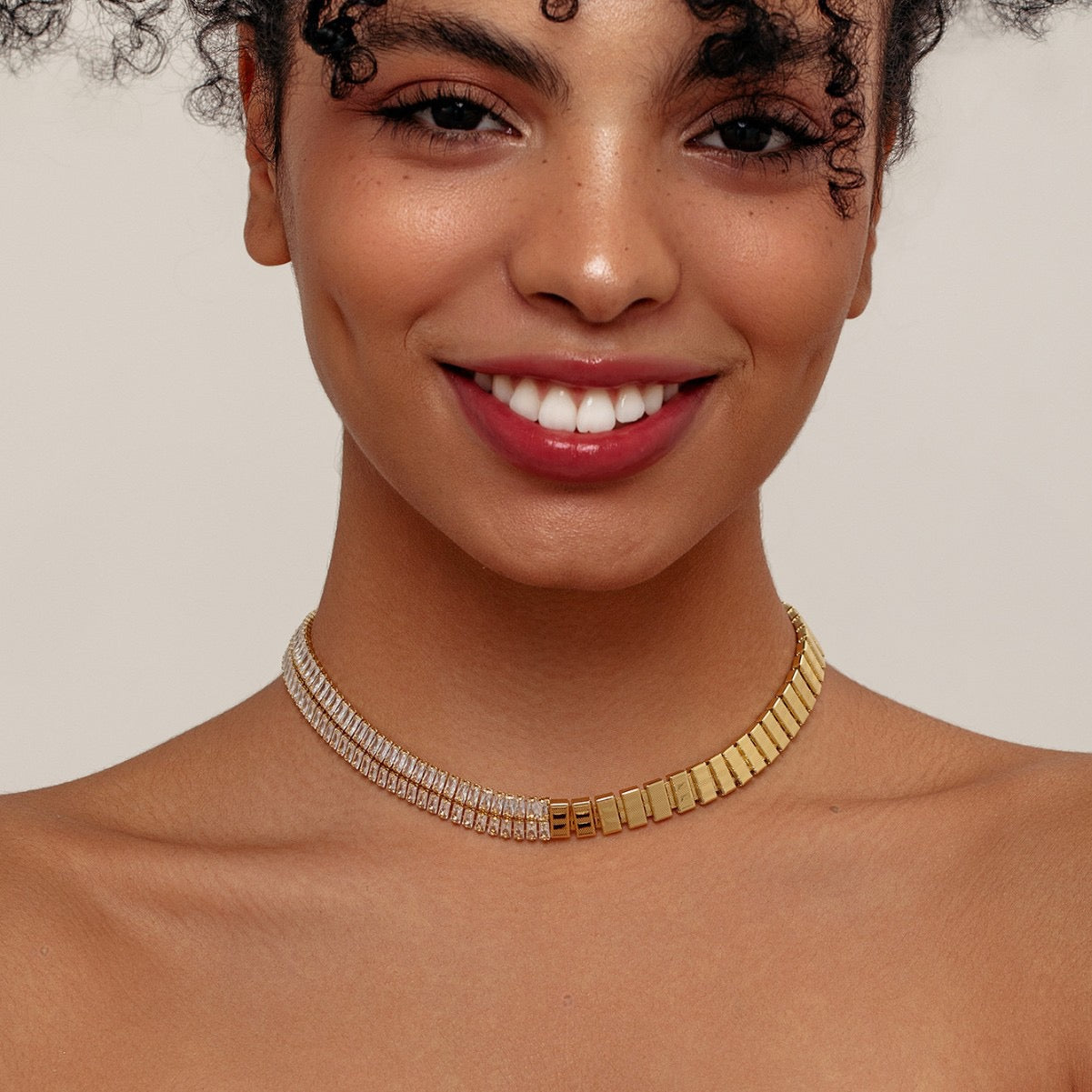 Tennis chain zircon 14K gold inlaid zircon necklace Fashionable and high-end clavicle chain