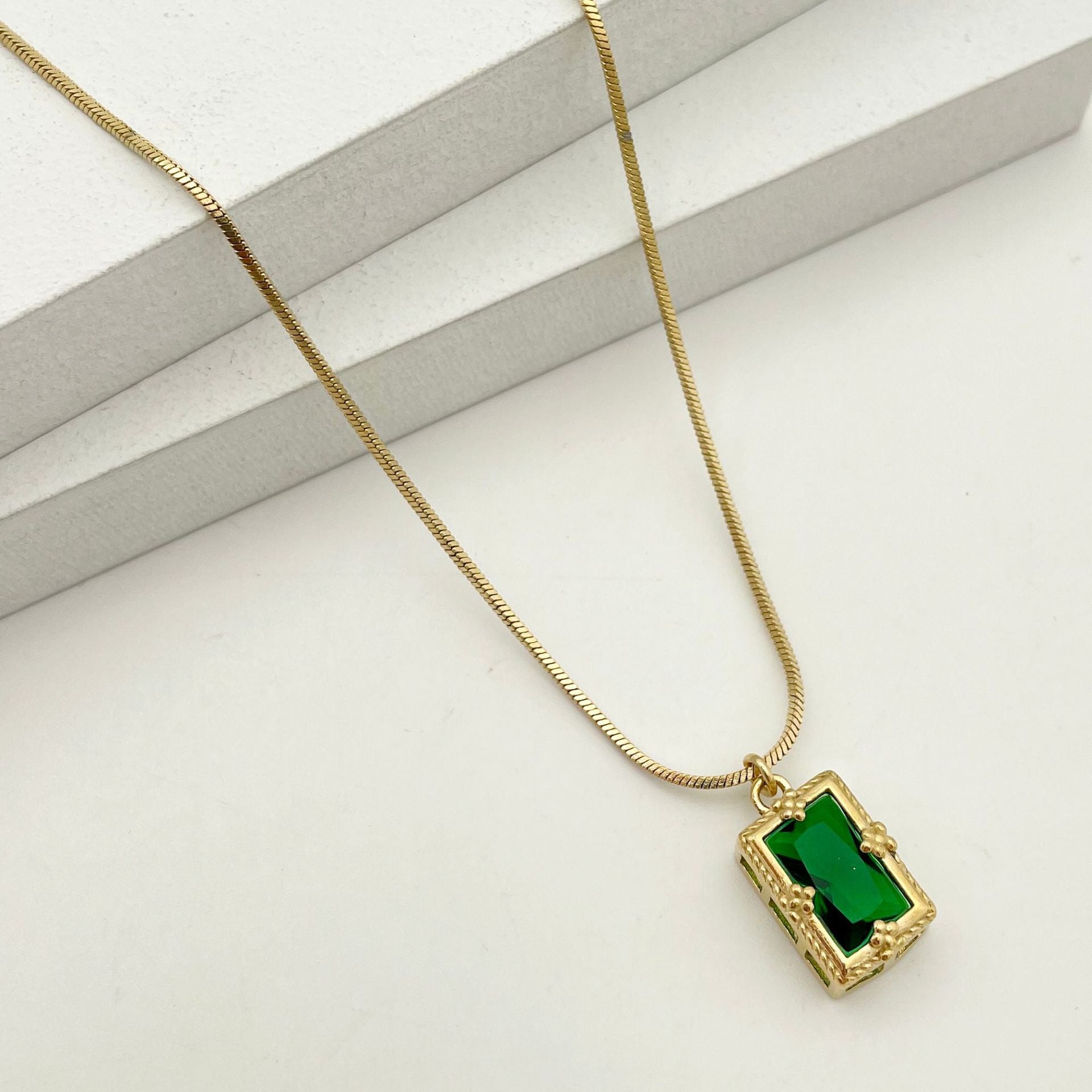 14K Gold Snake Chain Zircon Necklace