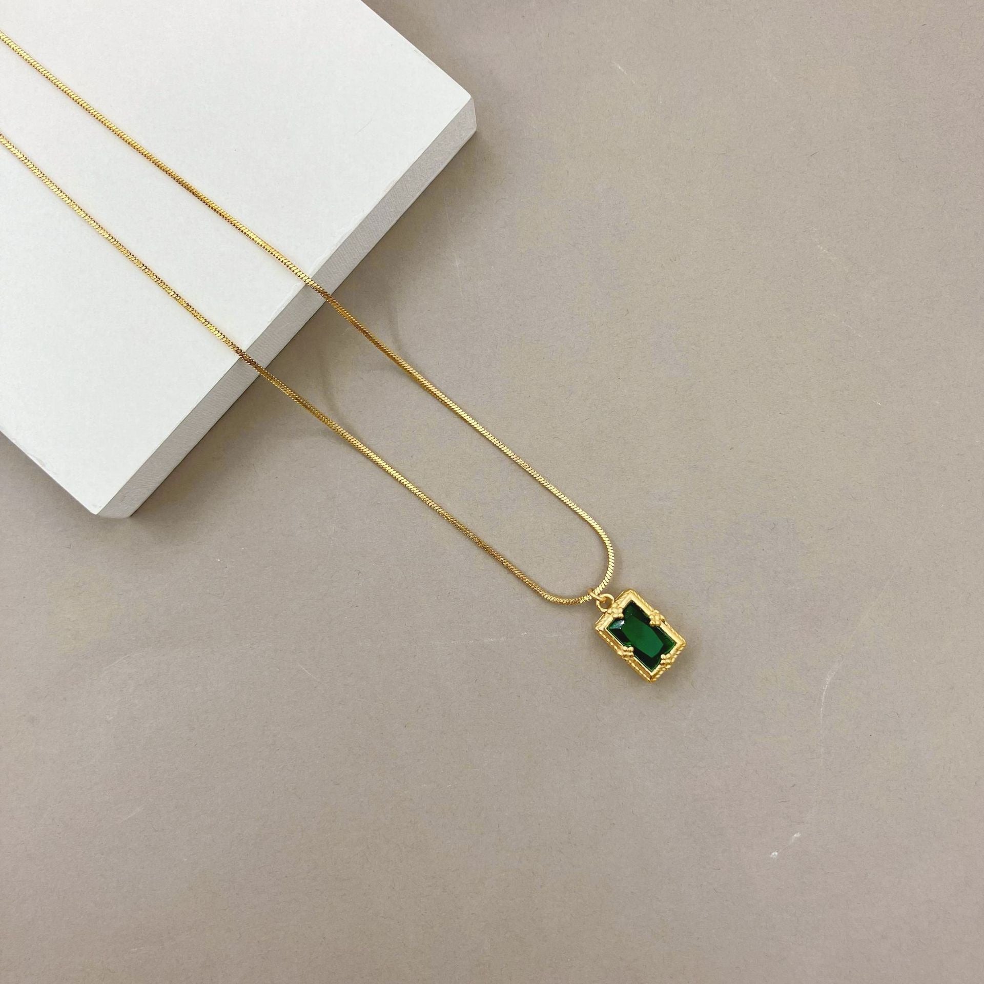 14K Gold Snake Chain Zircon Necklace