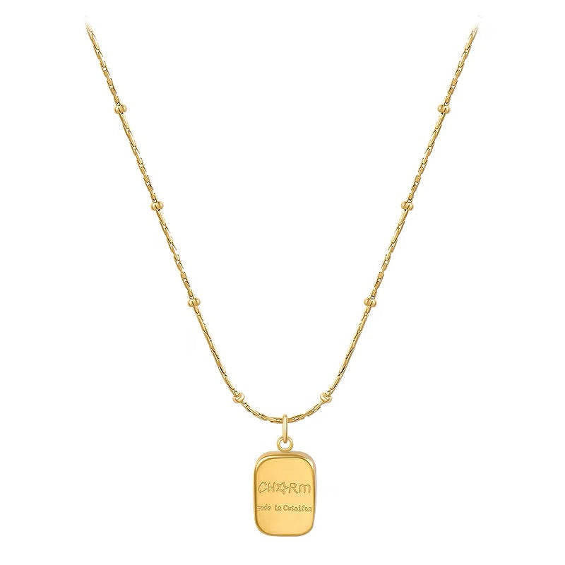 14K Gold Minimalist Square Pendant Necklace