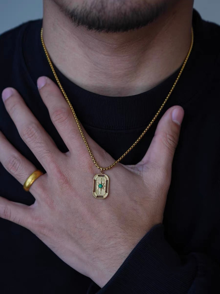 14K Gold Malachite Snake Chain