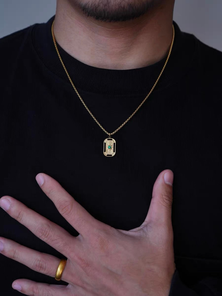 14K Gold Malachite Snake Chain