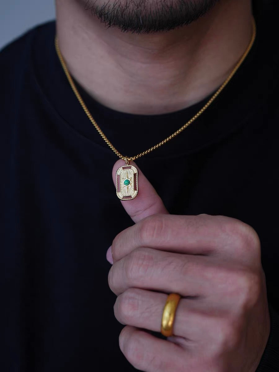 14K Gold Malachite Snake Chain