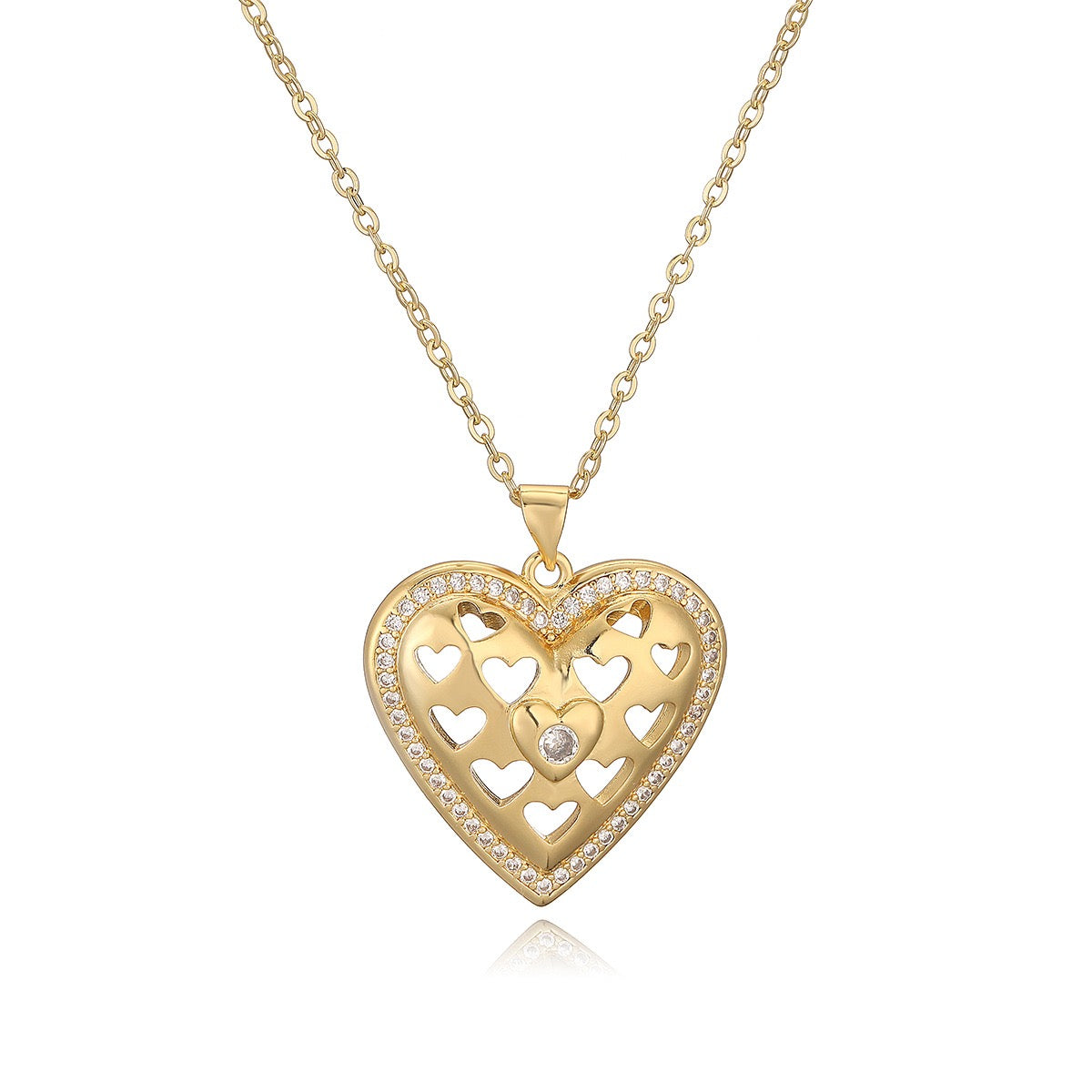 14K Gold Warm Sun Heart Necklace