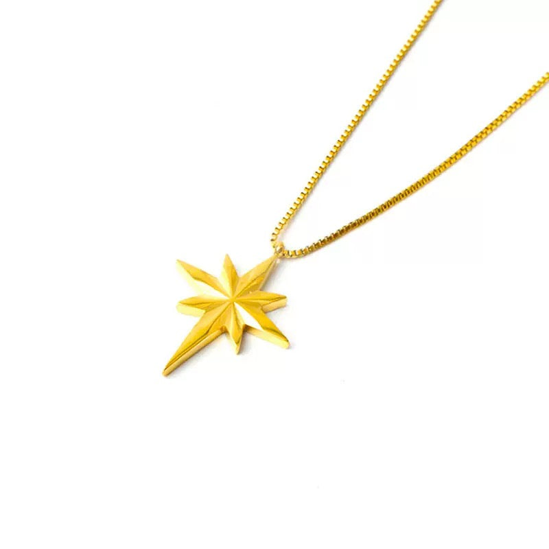14K Gold Octagram Necklace