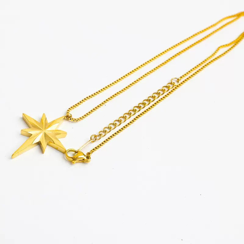 14K Gold Octagram Necklace