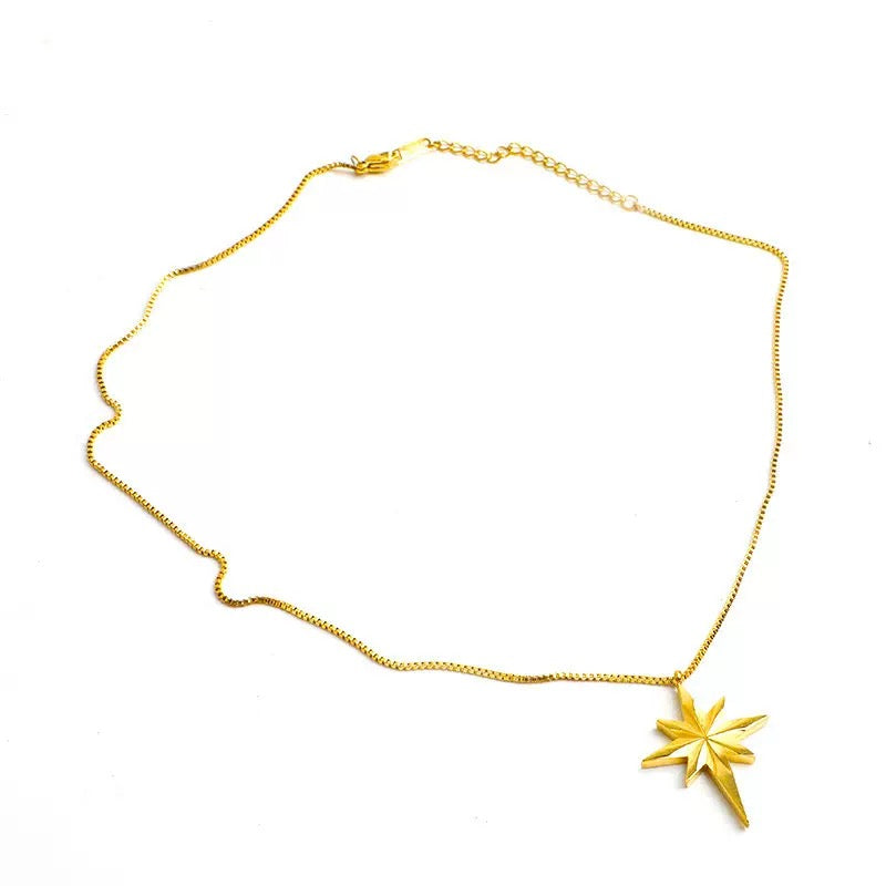 14K Gold Octagram Necklace