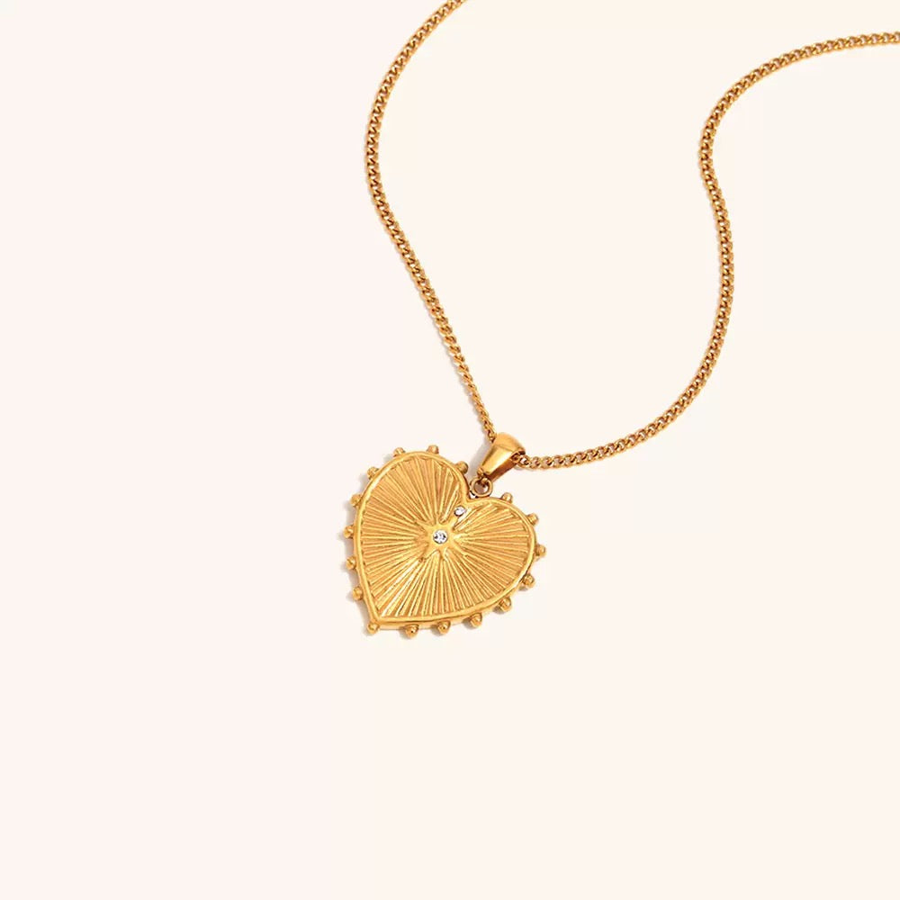 18K Gold Diamond-Set Heart Necklace