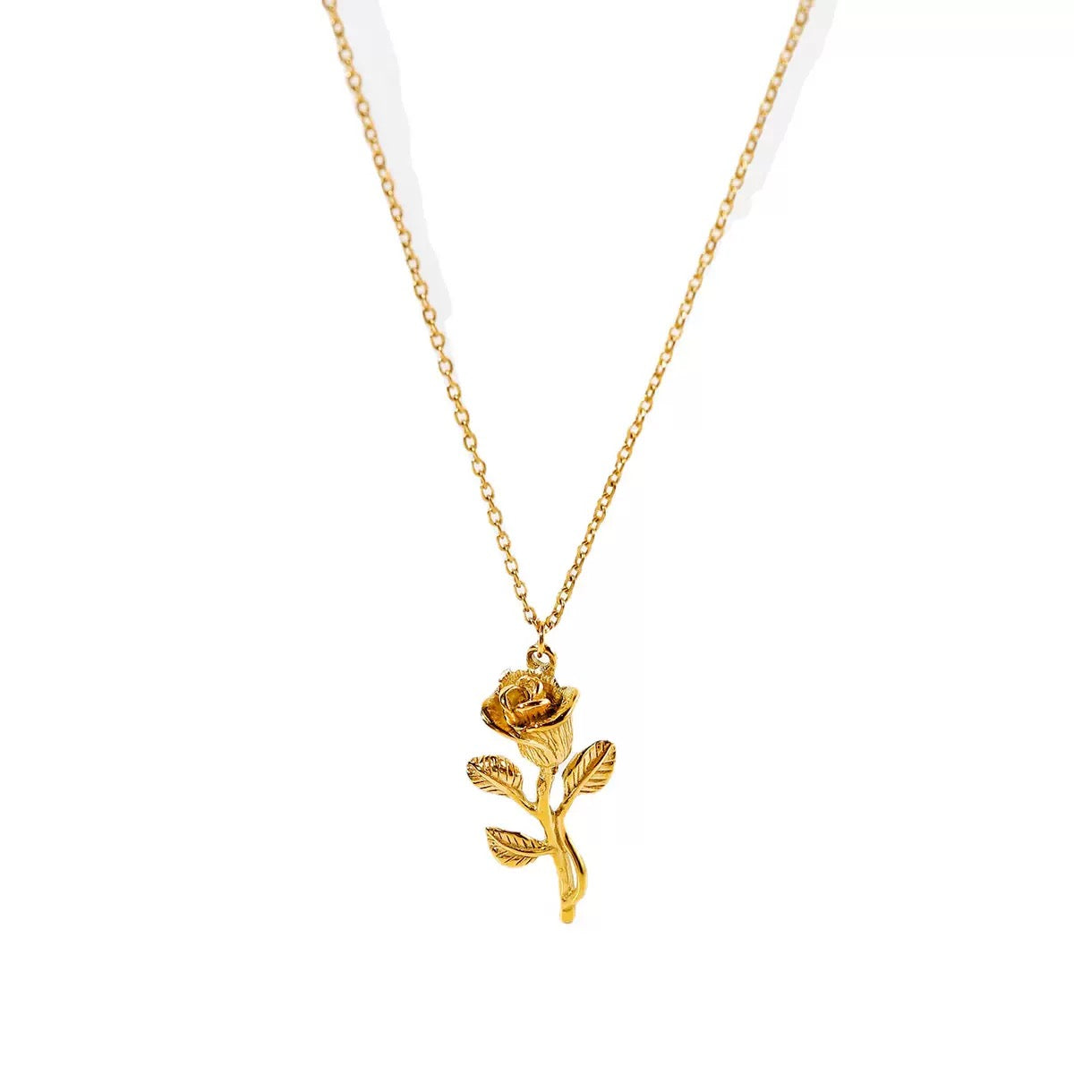 14K Gold Blooming Rose Necklace