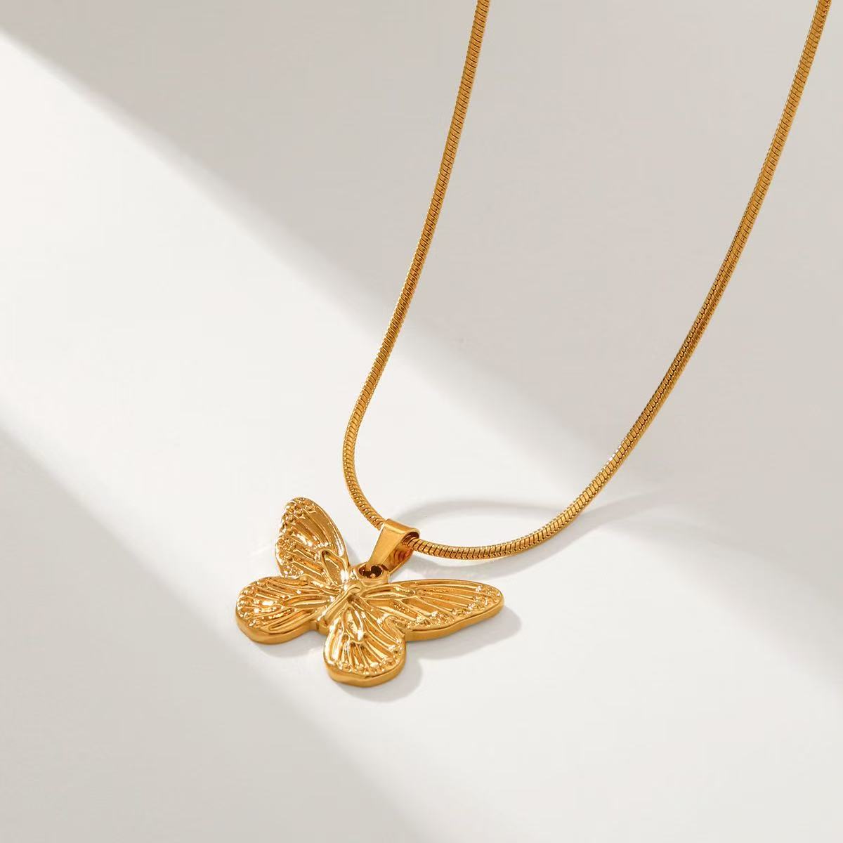 14K Gold Fluttering Butterfly Necklace