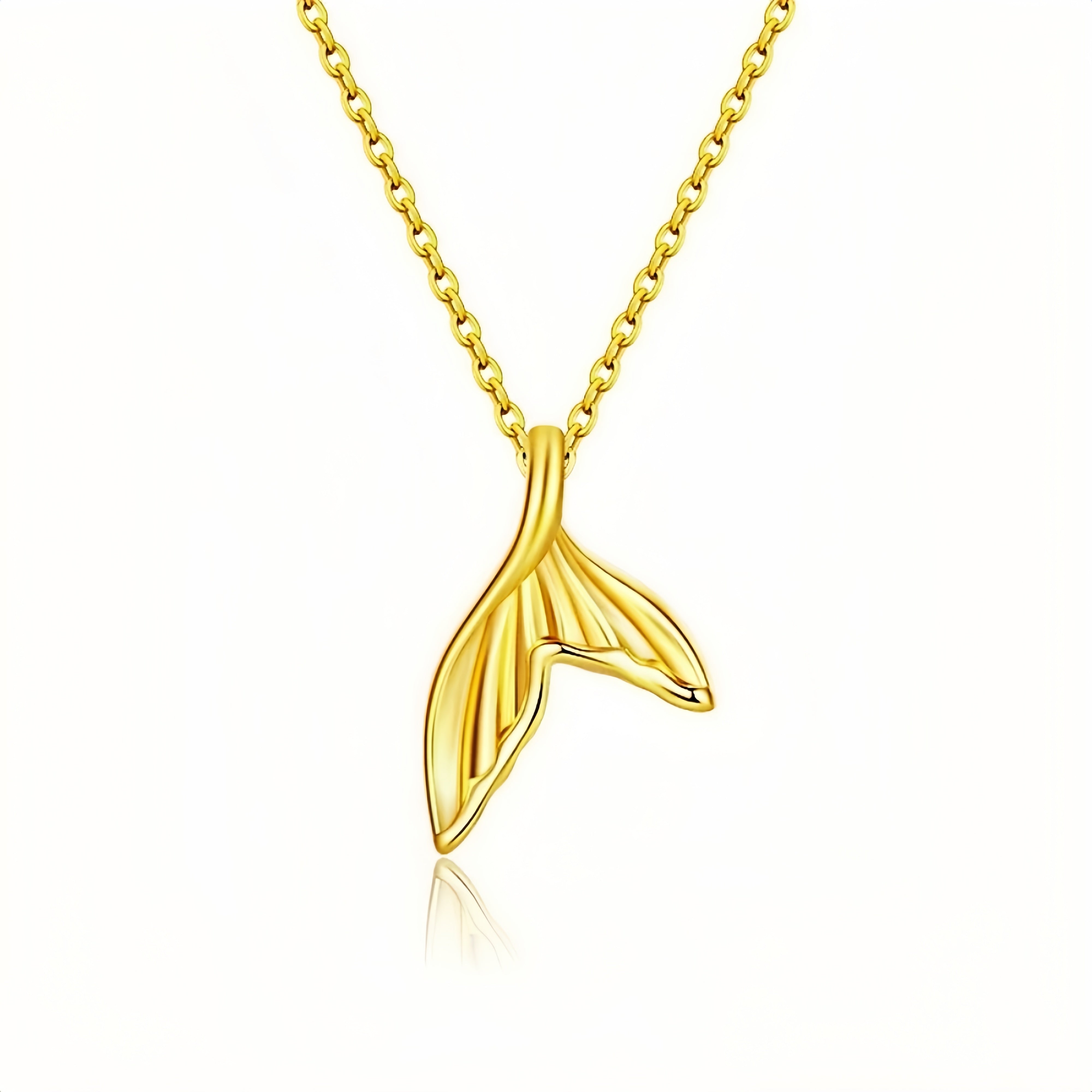 14K Gold Mermaid Tail Pendant Necklace