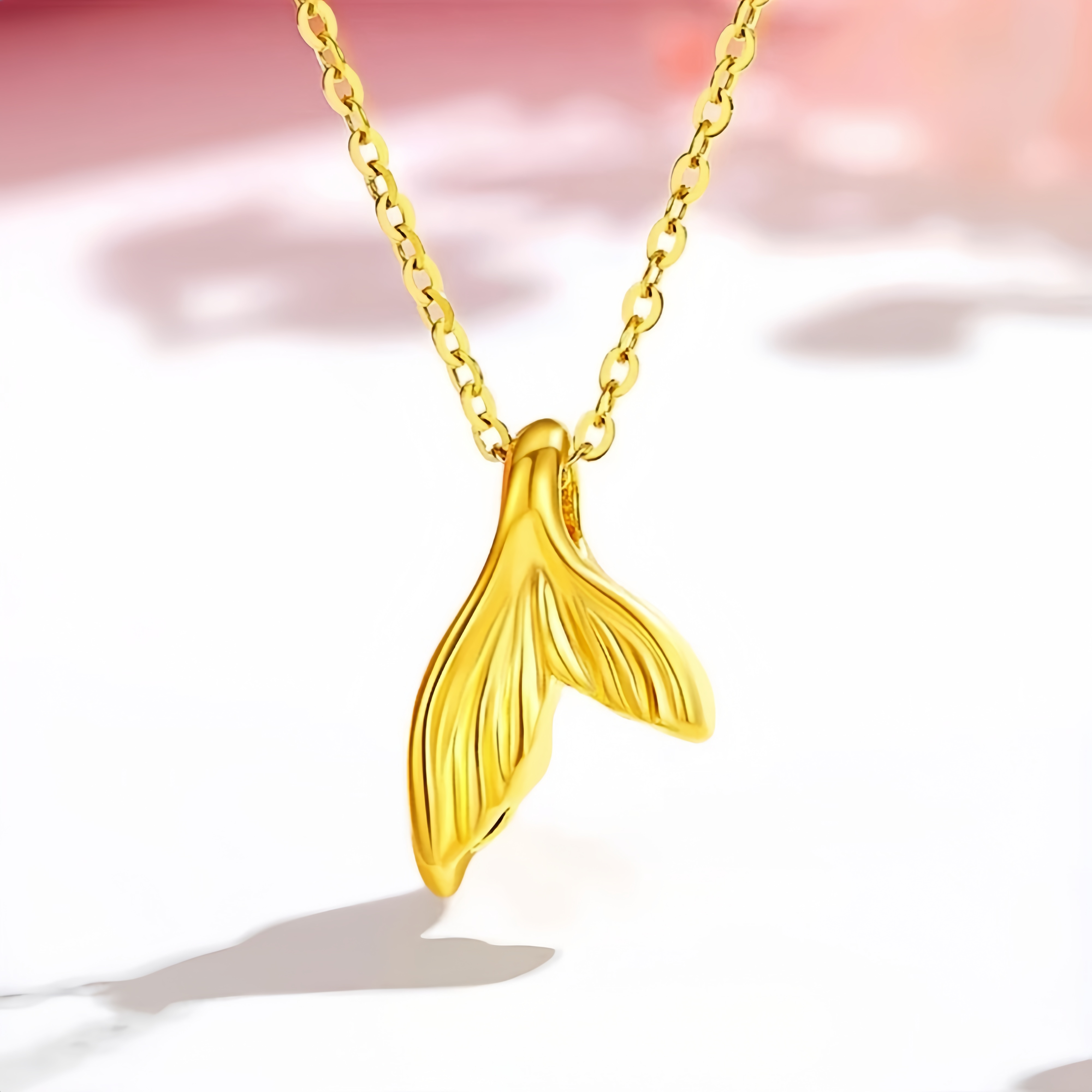 14K Gold Mermaid Tail Pendant Necklace