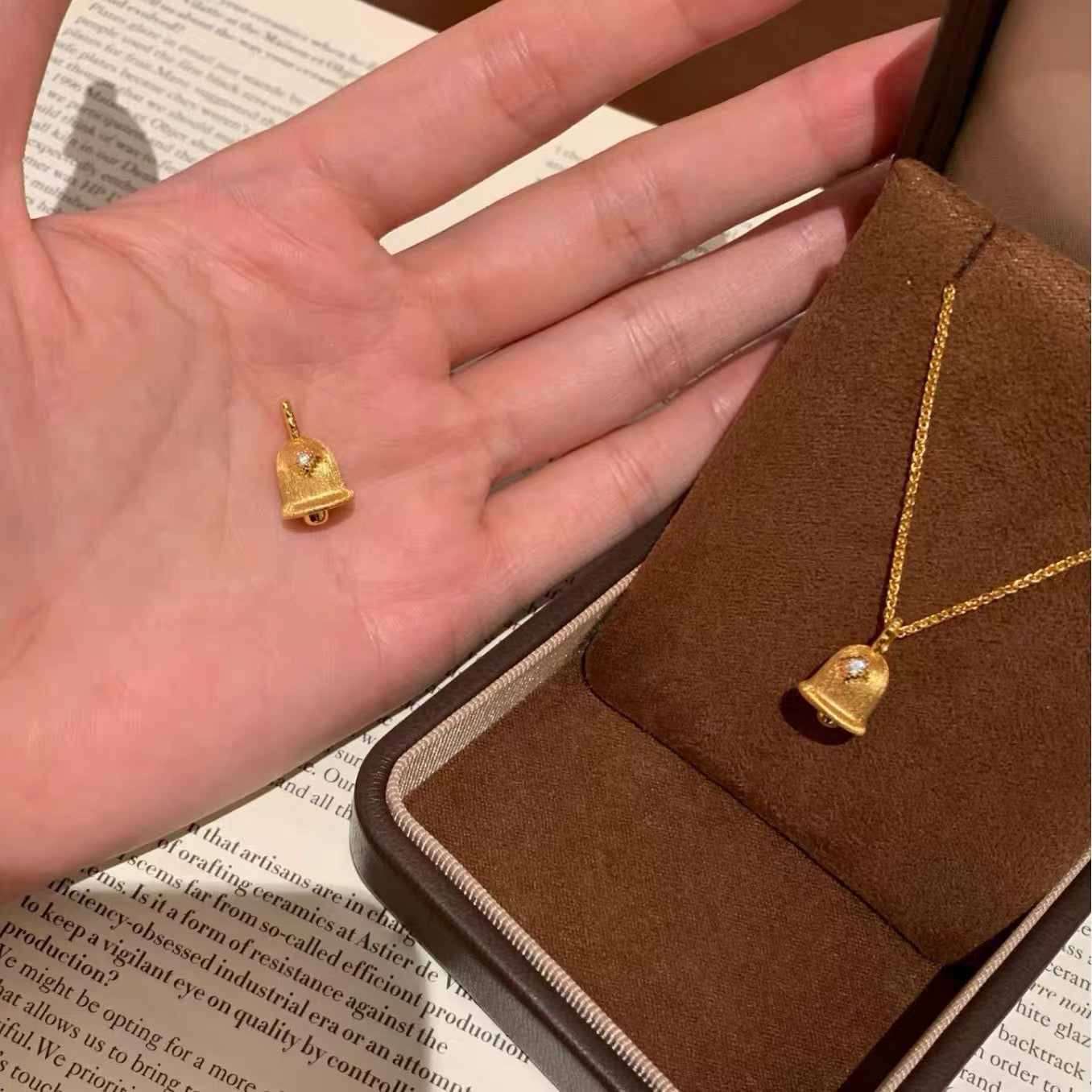 14k bell pendant necklace