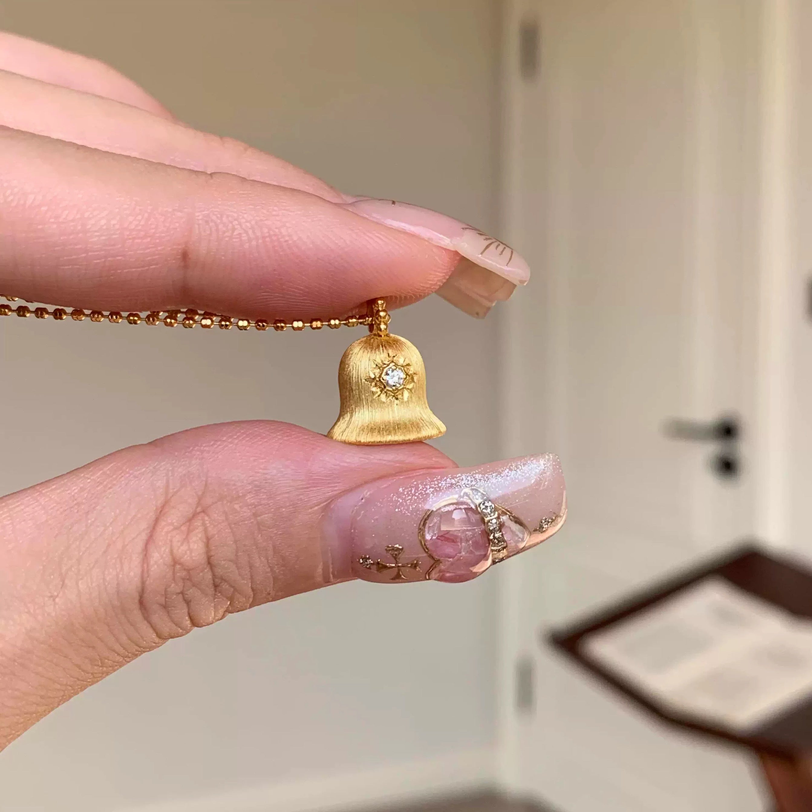 14k bell pendant necklace