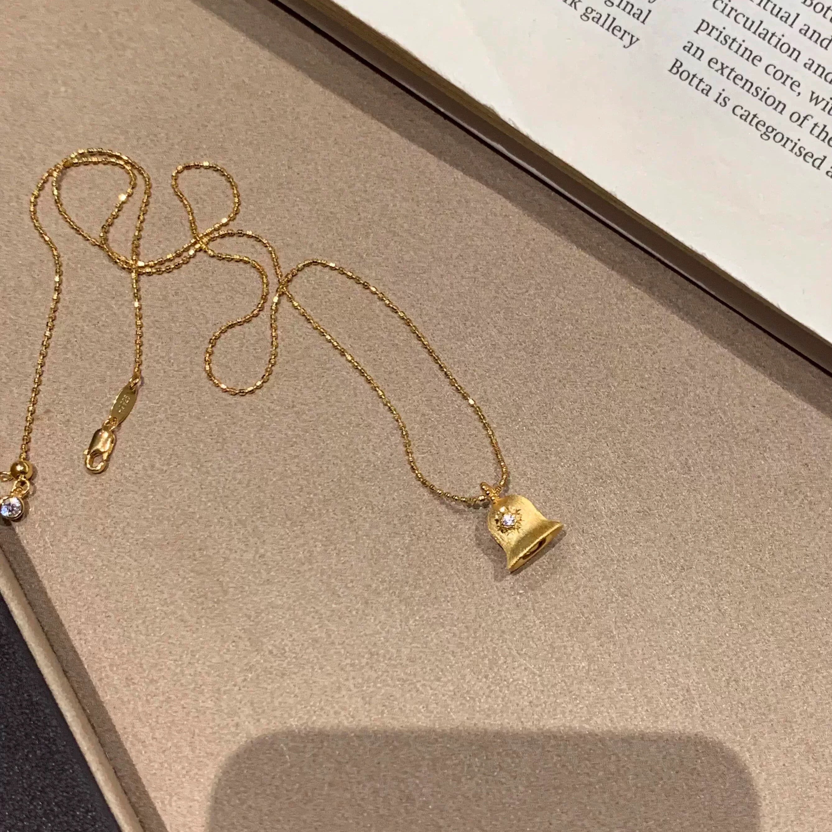 14k bell pendant necklace