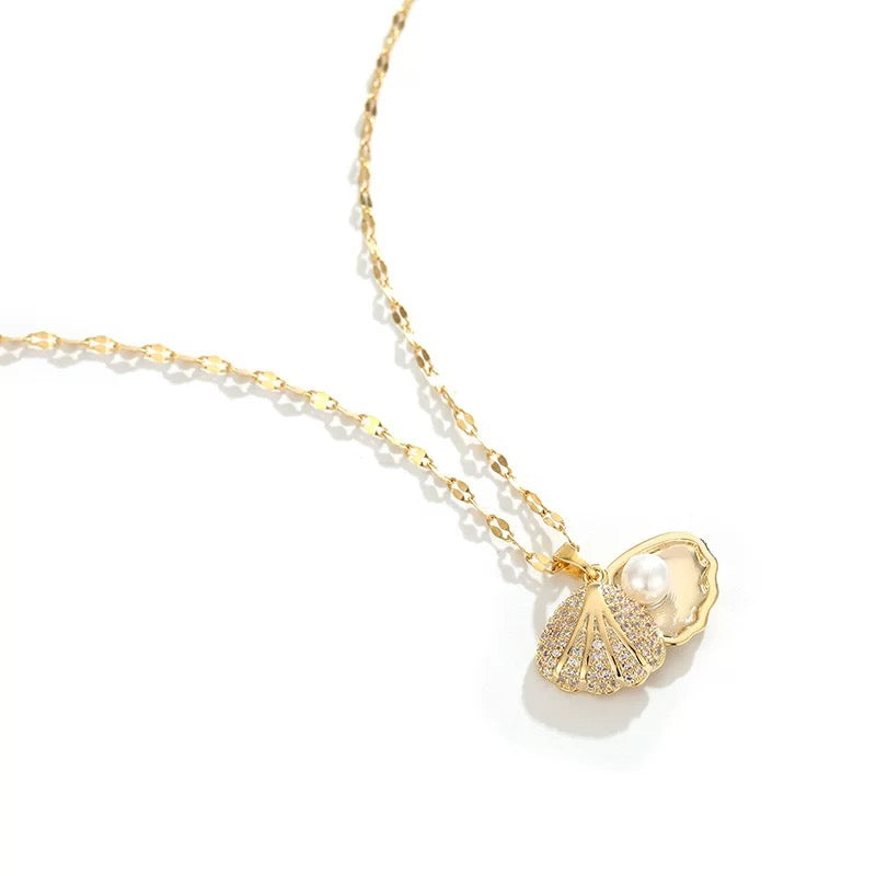 14k seashell pendant necklace