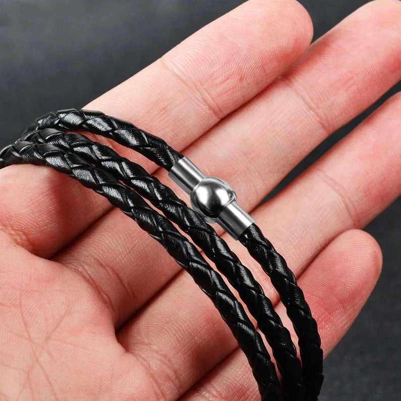 Personalized Leather Braided Bracelet