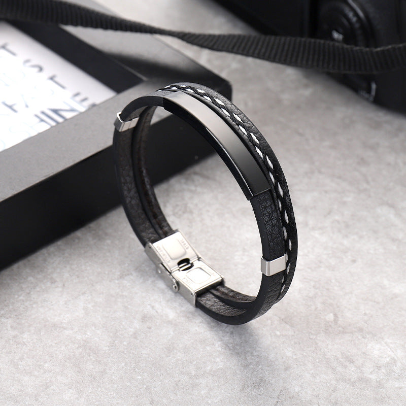Personalized Braided Leather Bracelet