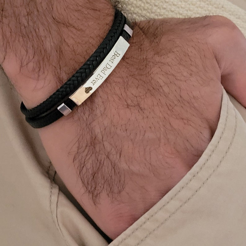 Personalized Braided Leather Bracelet