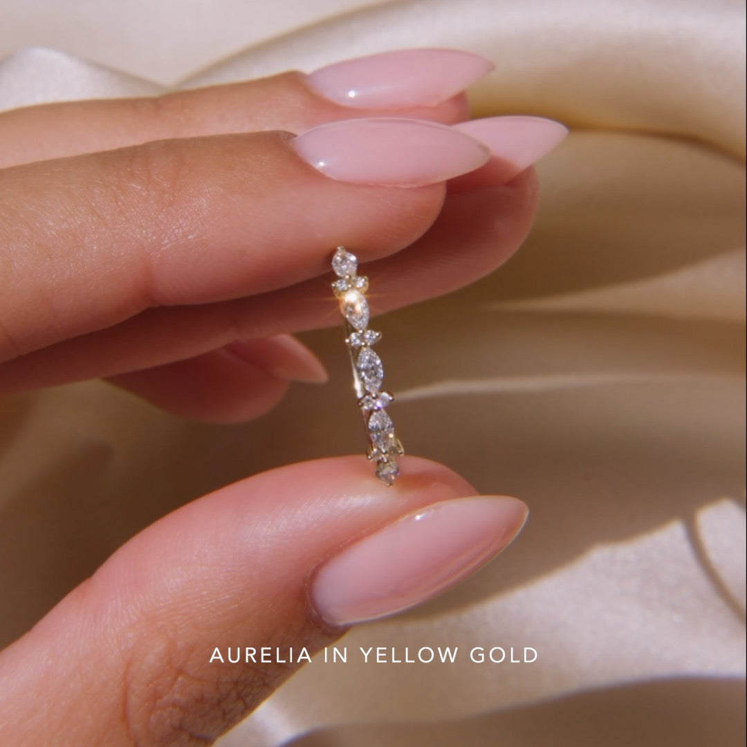 Marquise and Round Diamond Ring White Gold - Aurelia