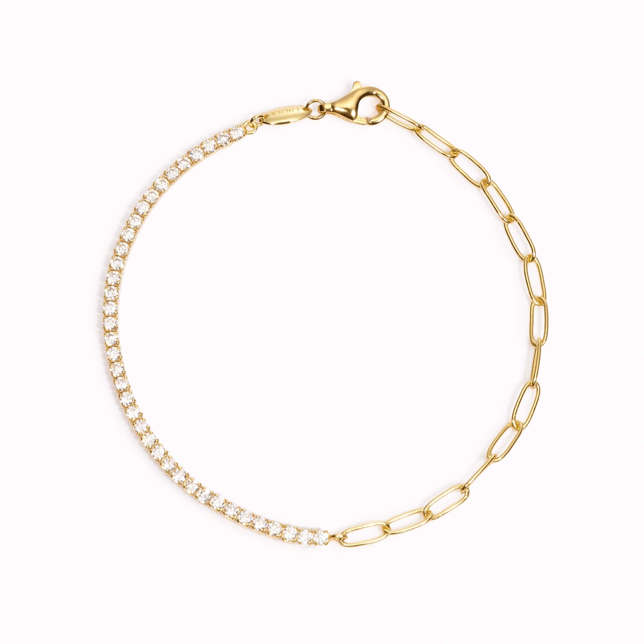 Gold Tennis Bracelet (Half) - White