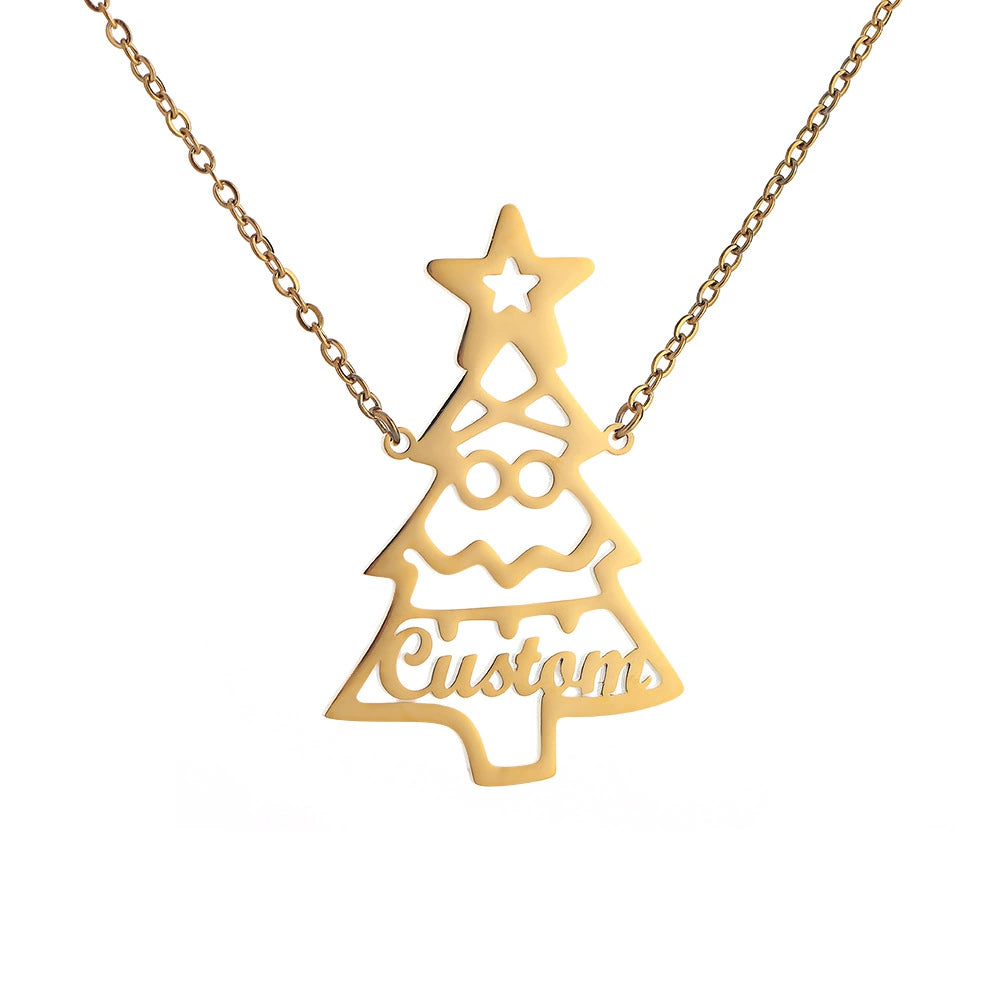 14K Gold Christmas Tree Necklace