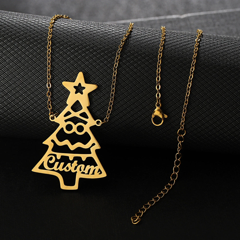 14K Gold Christmas Tree Necklace