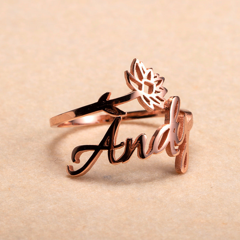 Customized Name Ring With Birth Flower