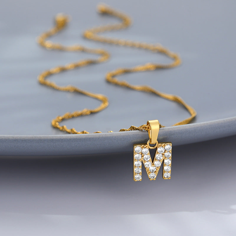 Letters Necklace With Cubic Zirconia