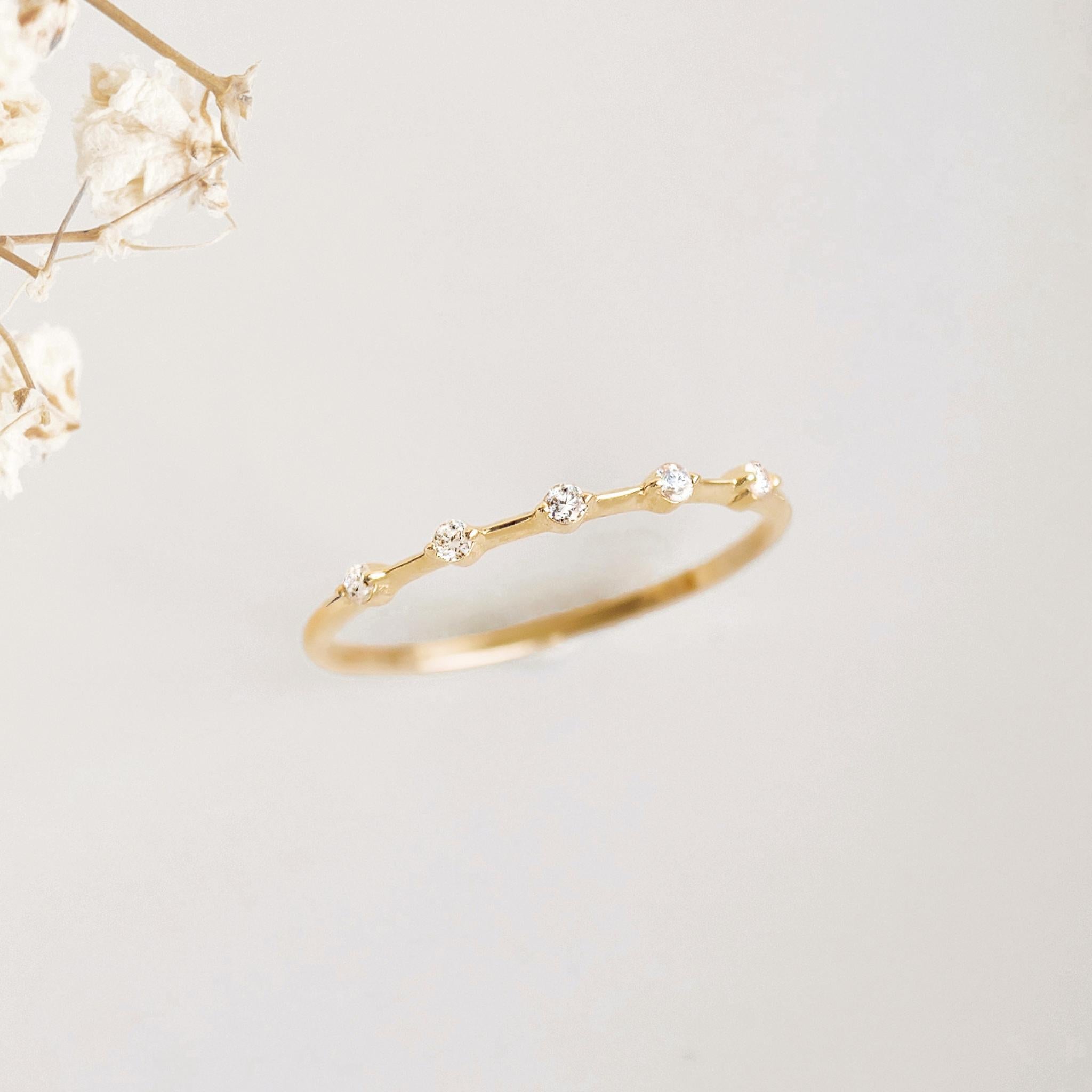 Five Stone Diamond Ring 14k Gold - Leoni