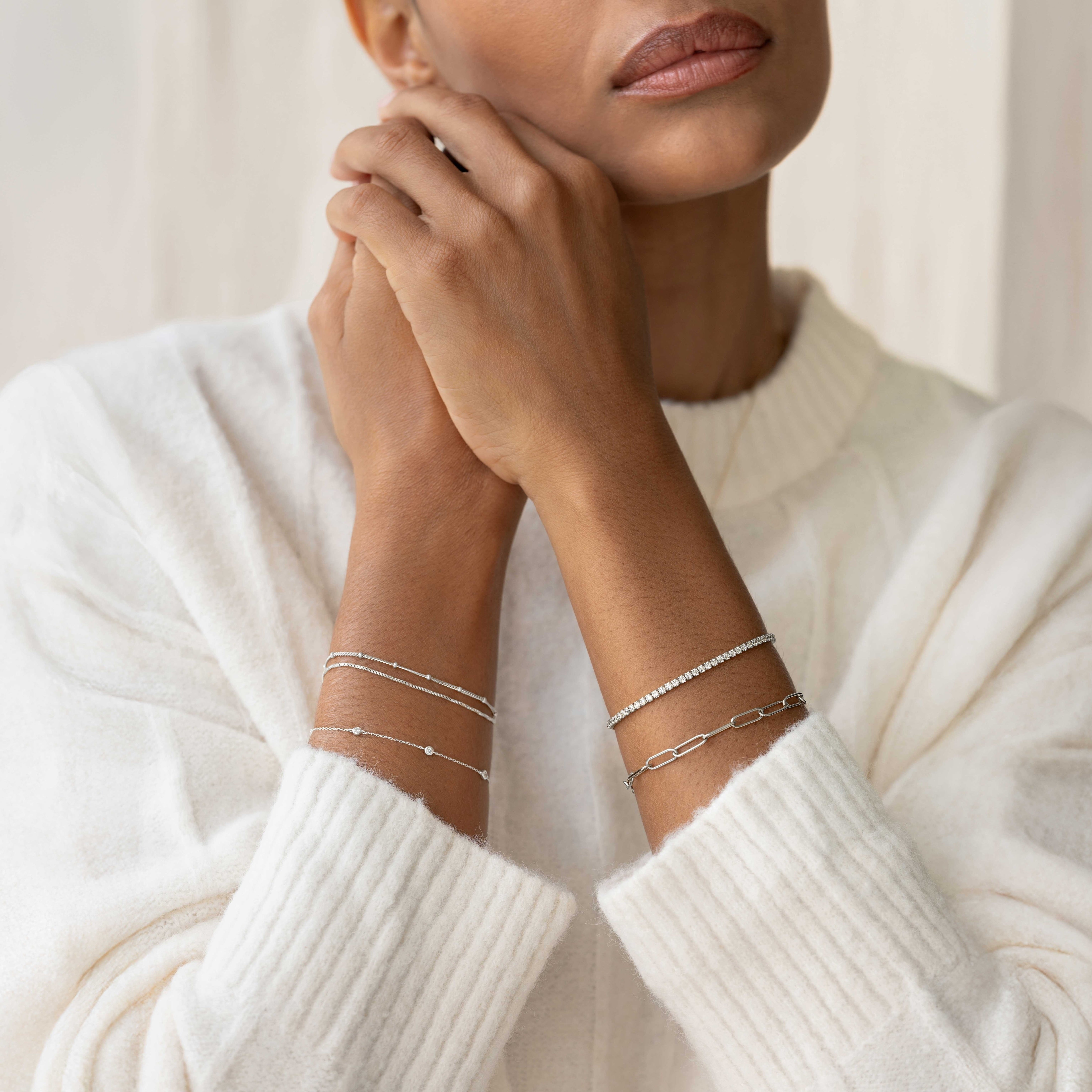 Bezel Set Diamond Bracelet 14k White Gold - Vilda